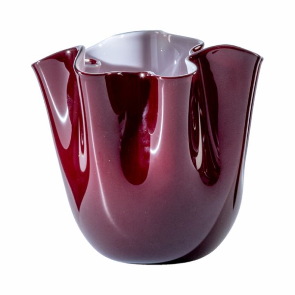 Venini Fazzoletto Vaso Rosso Sangue Di Bue Lattimo Interno Rosa