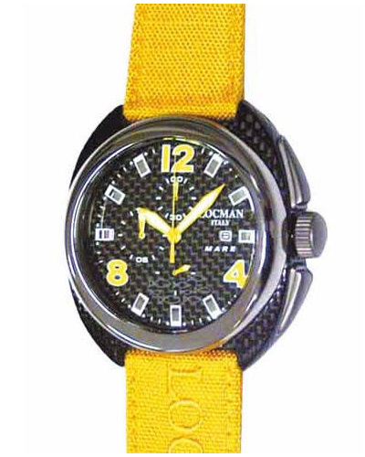 Locman Mare / montre homme / cadran carbone / boîtier titane et carbone / bracelet cordura jaune