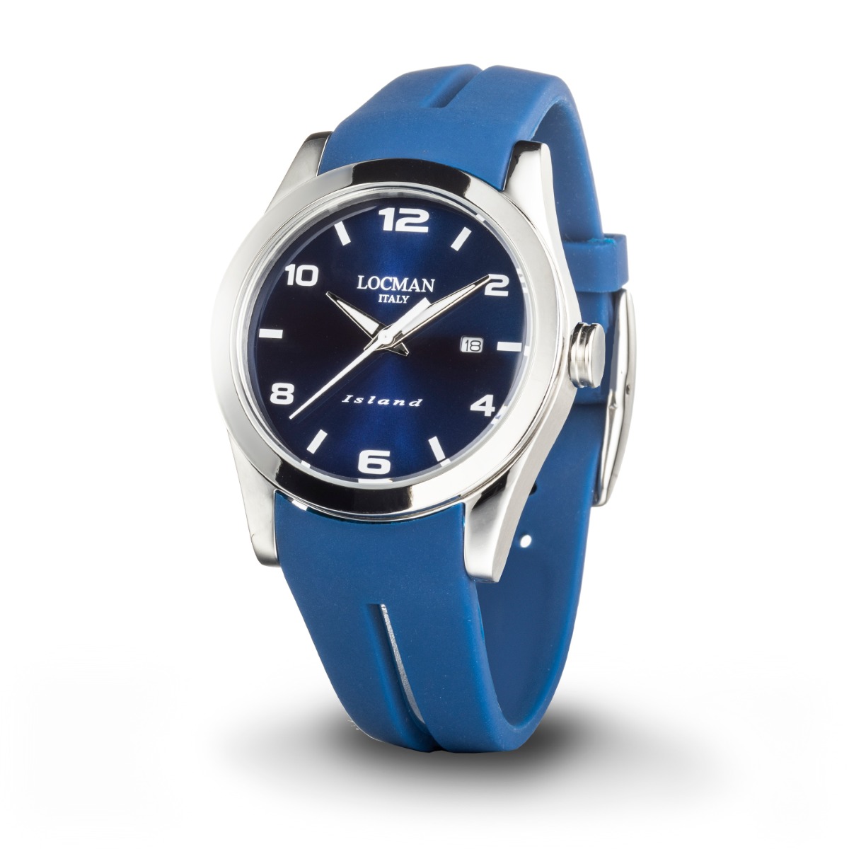Locman Island / men's watch / blue dial / steel and titanium case / blue silicone strap