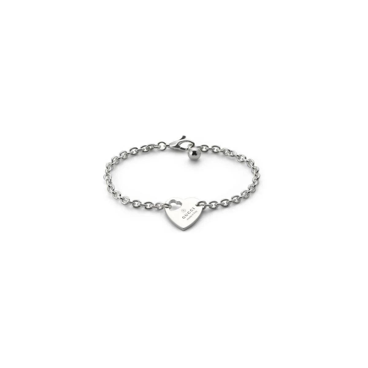 Gucci Trademark bracciale a catena con ciondolo cuore argento