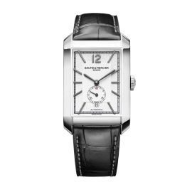 Baume & Mercier Hampton / orologio uomo / quadrante argentato / cassa acciaio / cinturino alligatore nero