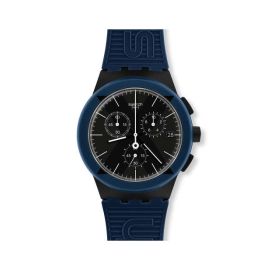 Swatch / Originals Chrono Plastic / X-District Blue / orologio uomo / quadrante nero / cassa plastica / cinturino silicone