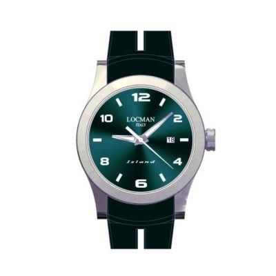 Locman Island / orologio uomo / quadrante verde petrolio / cassa acciaio e titanio / cinturino silicone verde petrolio