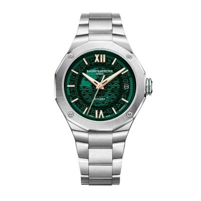 Baume & Mercier Riviera / orologio uomo / quadrante verde / cassa e bracciale acciaio