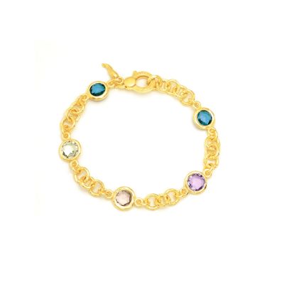 Giovanni Raspini / Golden / bracciale Loop / argento dorato e cristalli colorati