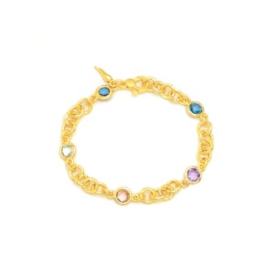 Giovanni Raspini / Golden / bracciale Loop piccolo / argento dorato e cristalli colorati