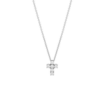 Buonocore / Cross / collana con croce passante / oro bianco e diamanti