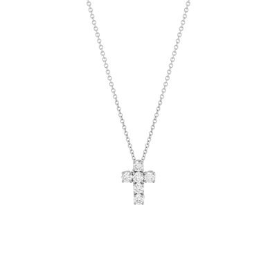 Buonocore / Cross / collana con croce passante grande / oro bianco e diamanti