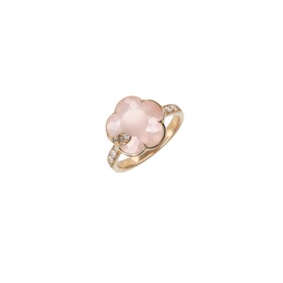 Pasquale Bruni / Petit Jolì Lunaire / anello / oro rosa, calcedonio rosa, pietra di luna bianca e diamanti
