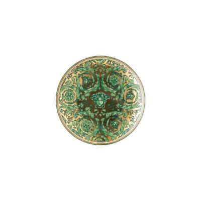 Rosenthal – Versace / Medusa Garland Green / piatto piano 17 cm / porcellana / verde, bianco, dorato