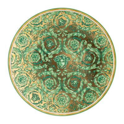 Rosenthal – Versace / Medusa Garland Green / piatto segnaposto 33 cm / porcellana / verde, bianco, dorato / EDIZIONE LIMITATA