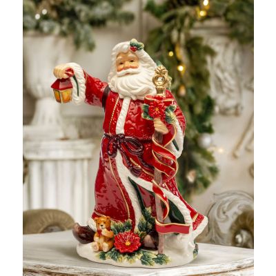 Palais Royal / Santa Claus / Statua Babbo Natale con Lanterna 35 cm / ceramica dipinta a mano