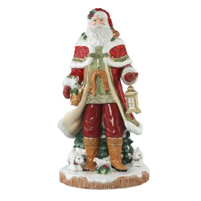 Fitz and Floyd / Quiet Luxury / Statua Babbo Natale con Lanterna 50 cm / ceramica dipinta a mano