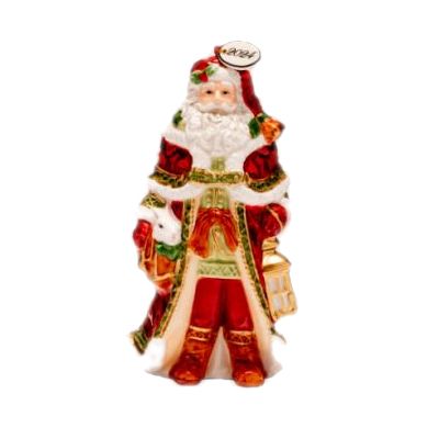 Fitz and Floyd / Quiet Luxury / Statua Babbo Natale con Lanterna 13,5 cm / ceramica dipinta a mano