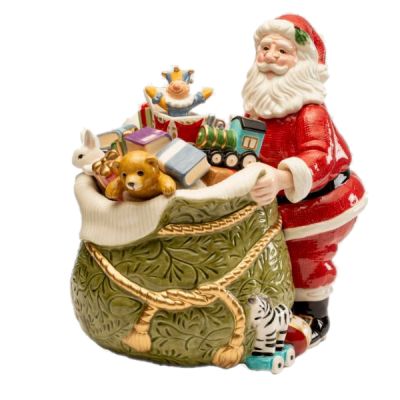 Fitz and Floyd / Quiet Luxury / Statua Babbo Natale Sacco con Doni 34 cm / ceramica dipinta a mano