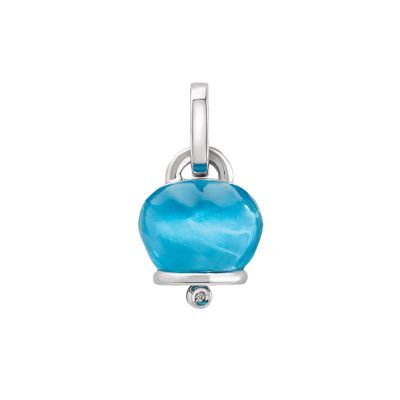 Chantecler / Et Voilà / ciondolo campanella medio / argento, resina color topazio azzurro e diamante