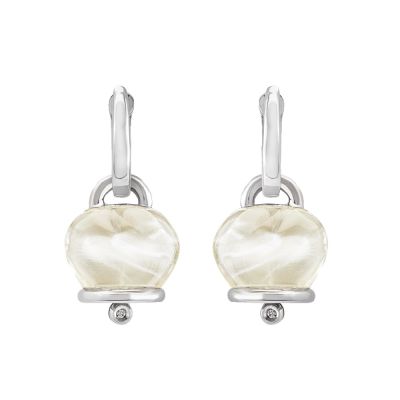 Chantecler / Et Voilà / orecchini campanella medi / argento, resina color cristallo di rocca e diamanti