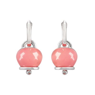 Chantecler / Et Voilà / orecchini campanella medi / argento, resina color quarzo rosa e diamanti