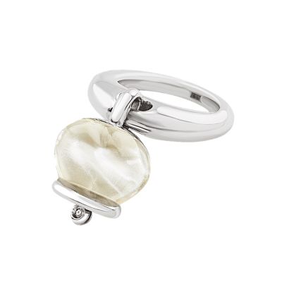 Chantecler / Et Voilà / anello campanella medio / argento, resina color cristallo di rocca e diamante