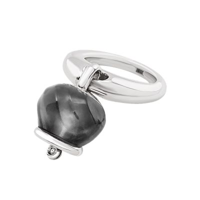 Chantecler / Et Voilà / anello campanella medio / argento, resina color nero e diamante