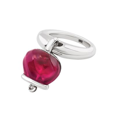 Chantecler / Et Voilà / anello campanella medio / argento, resina color borgogna e diamante