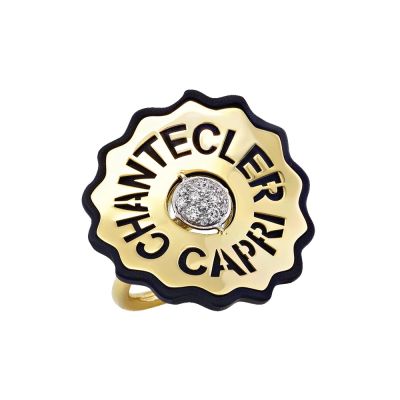 Chantecler / Logo / anello / oro giallo 18 Kt e pavé di diamanti