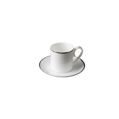 Christofle / Albi Platine / tazza caffè con piattino / porcellana