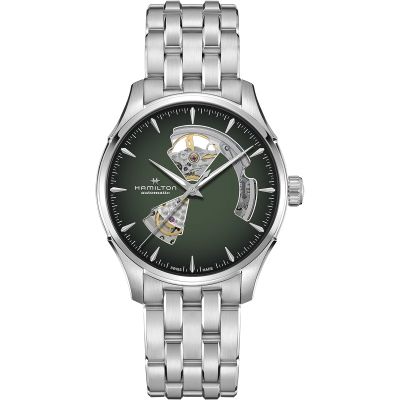 Hamilton Jazzmaster Open Heart Auto / orologio uomo / quadrante scheletrato verde / cassa e bracciale acciaio