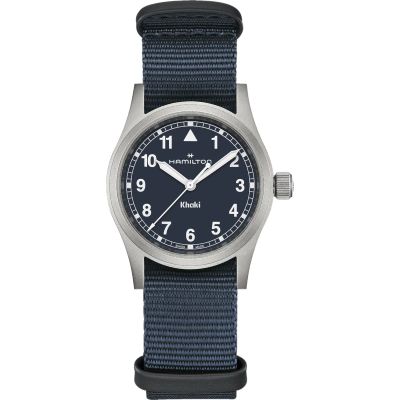 Hamilton Khaki Field Quartz / orologio uomo / quadrante blu / cassa acciaio / cinturino NATO blu