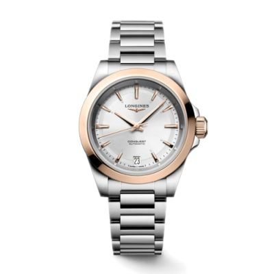 Longines Conquest / orologio donna / quadrante argento "soleil" / cassa e bracciale acciaio