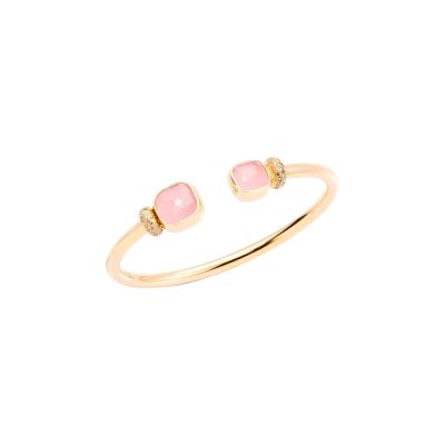 Pomellato / Nudo / bracciale rigido / oro rosa, oro bianco, quarzi rosa e diamanti brown