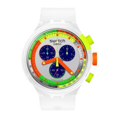 Swatch Neon Jelly / Big Bold / orologio unisex / quadrante bianco / cassa plastica / cinturino silicone