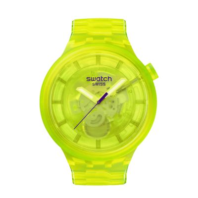 Swatch / Big Bold / Yellow Joy / orologio unisex / quadrante scheletrato giallo / cassa e cinturino plastica Biosourced