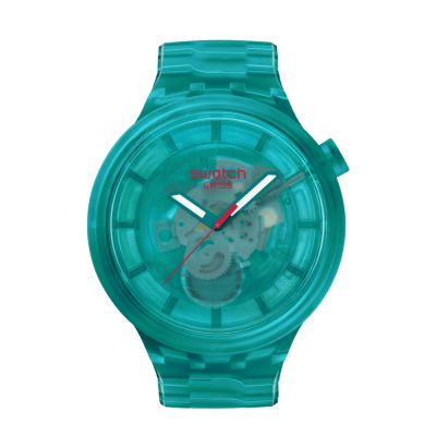 Swatch / Big Bold / Turquoise Joy / orologio unisex / quadrante scheletrato turchese / cassa e cinturino in plastica Biosourced