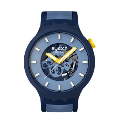 Swatch Below The Horizon / Big Bold / orologio unisex / quadrante aperto blu / cassa e cinturino in plastica Biosourced