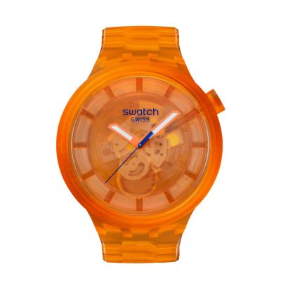 Swatch / Big Bold / Orange Joy / orologio unisex / quadrante scheletrato arancio / cassa e cinturino in plastica Biosourced