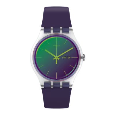 Swatch Polapurple / New Gent / orologio donna / quadrante viola / cassa plastica / cinturino silicone