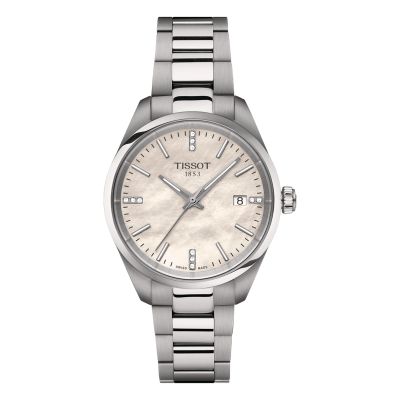 Tissot PR100 Quartz - 34 mm / orologio donna / quadrante madreperla bianca / cassa e bracciale acciaio