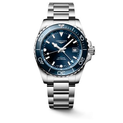 Longines HydroConquest GMT - 41 mm / orologio uomo / quadrante blu "soleil" / cassa e bracciale acciaio