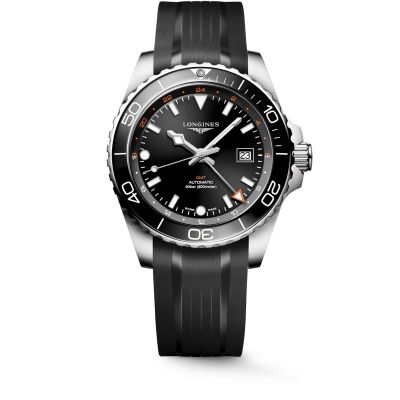 Longines HydroConquest GMT - 43 mm / orologio uomo / quadrante nero / cassa e bracciale acciaio