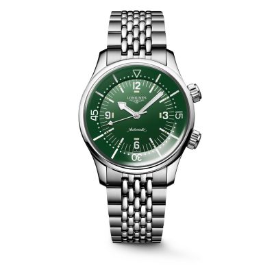 Longines Legend Diver Watch - 39 mm / orologio unisex / quadrante verde / cassa e bracciale acciaio