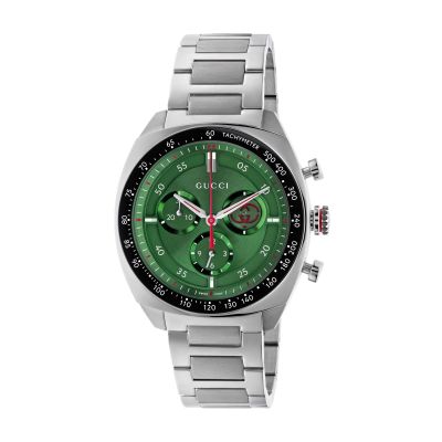 Gucci Interlocking G / orologio uomo / quadrante verde / cassa e bracciale acciaio