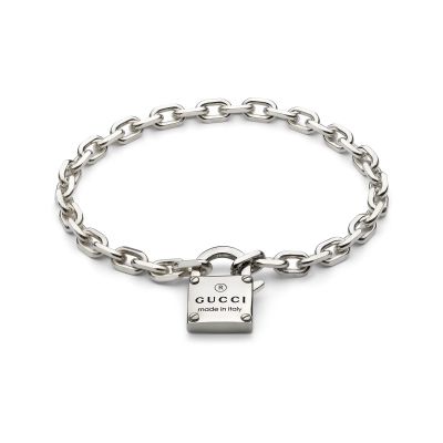 Gucci / Trademark / bracciale a catena con lucchetto / argento 
