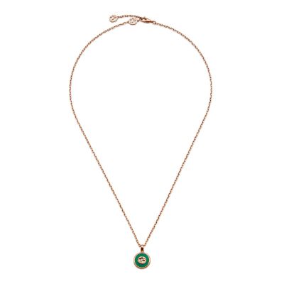 Gucci / Interlocking G / collana a catena / oro rosa, agata verde e diamante