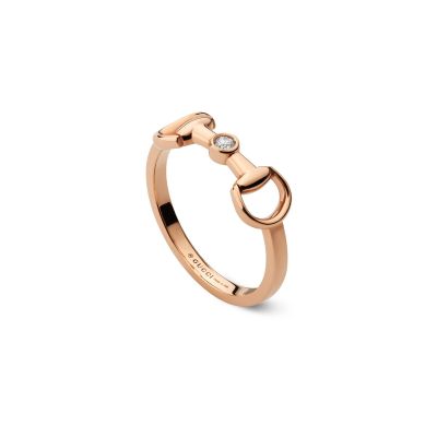 Gucci / anello con morsetto / oro rosa 18 Kt e diamanti